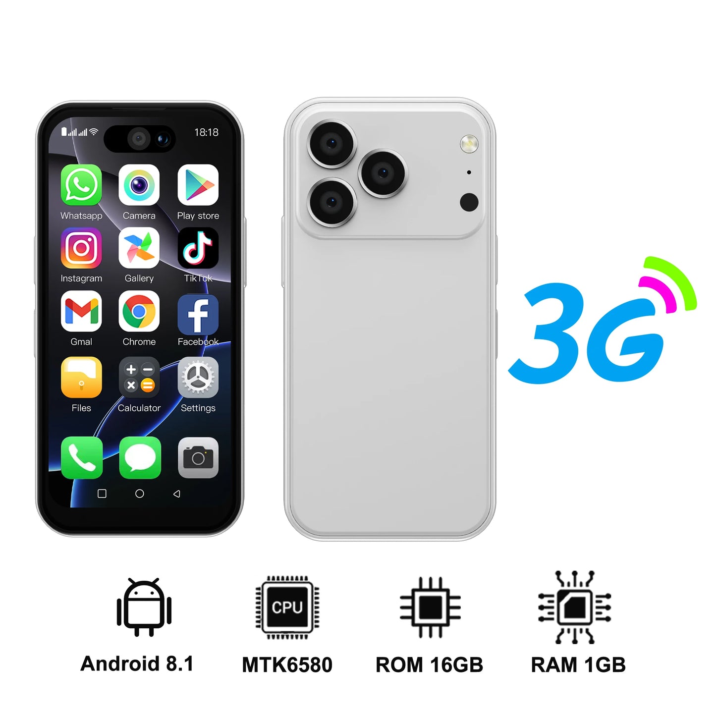 SERVO 17PRO MAX Android Mini Smartphone 3G WCDMA Dual SIM Standby 16GB ROM Play Store WiFi 3.75" Screen Cute Small Mobile Phones