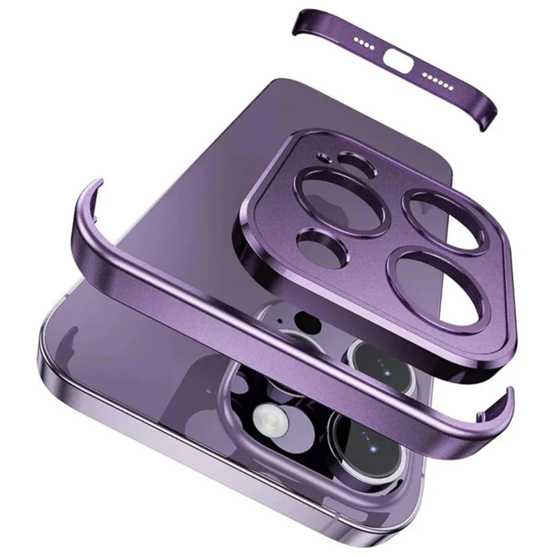 Metal Frameless Bumper with Lens Protection Case for IPhone 17 Air 16 15 14 13 12 Pro Max Plus 17Air 17Pro Corner Pads Cover