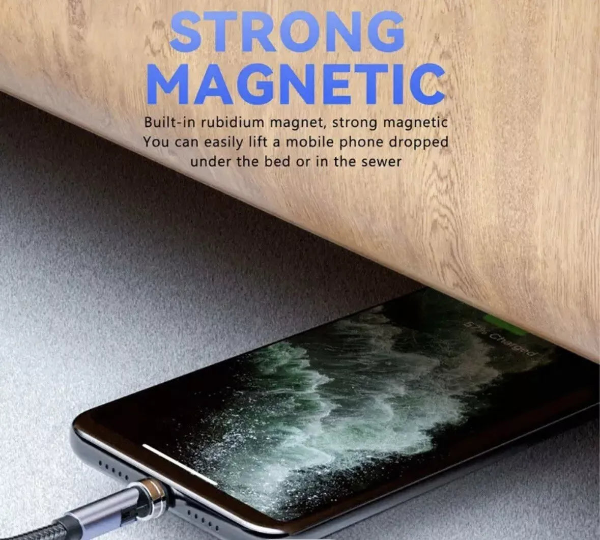 Magnetic 3 in 1 Fast Charging USB Cable Charger Lead Phone IOS USB-C Micro USB