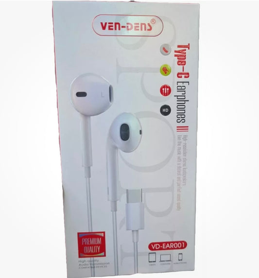 VEN-DENS TYPE-C  Earphone for Samsung, Universal White With High Sound Quality