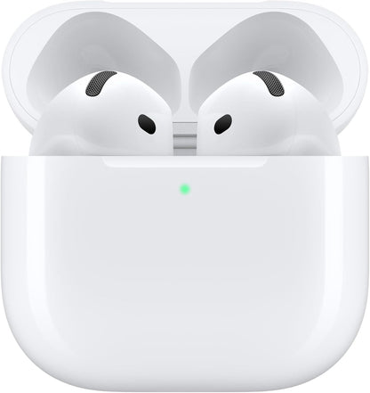 Apple AirPods 4 Wireless Earbuds, Bluetooth Headphones, Personalised Spatial Audio, Sweat and Water Resistant, USB-C Charging Case, H2 Chip, Up to 24 Hours of Battery Life, Effortless Setup for iPhone