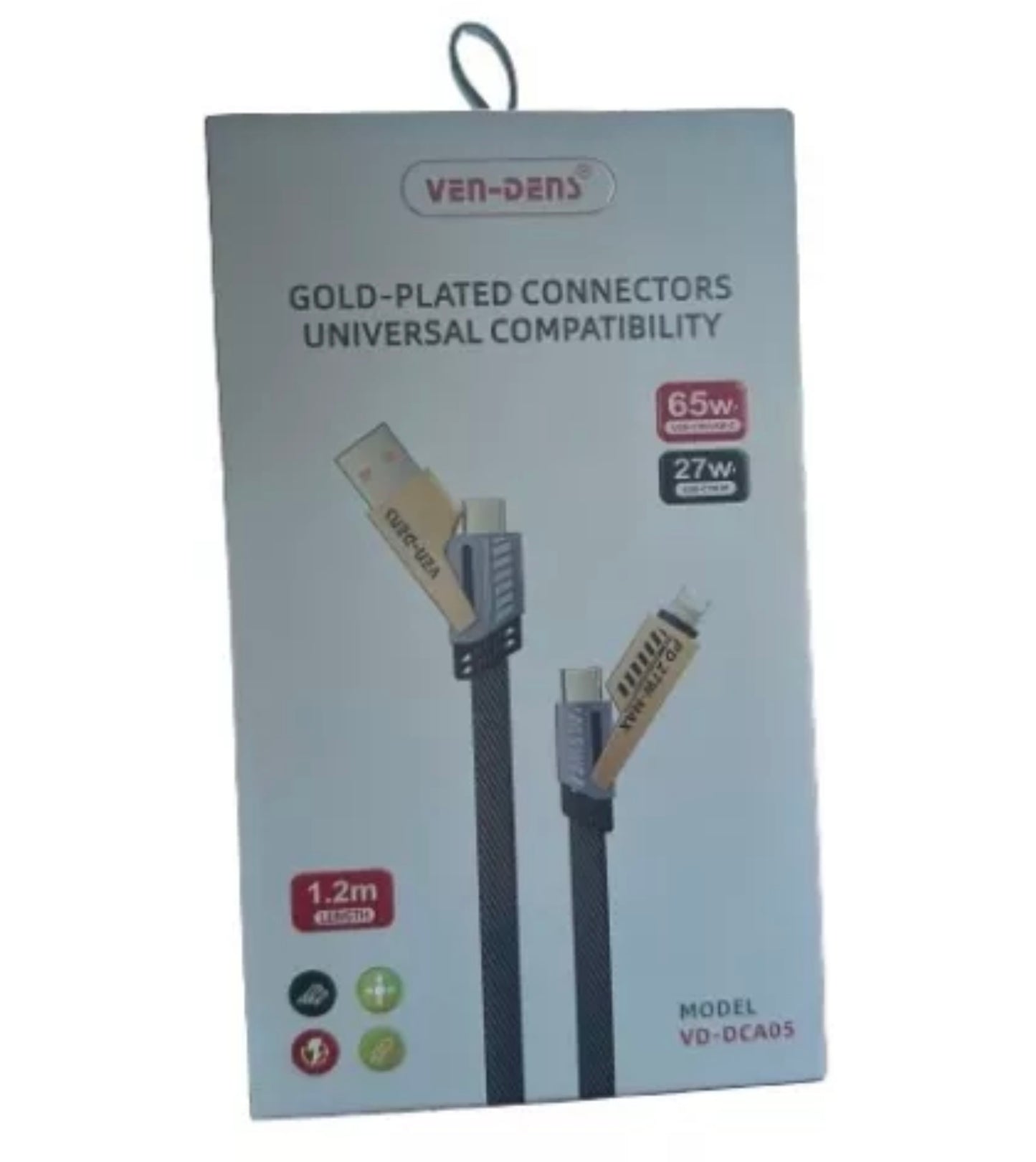 VEN-DENS 4 in 1 Gold Plated Heavy Duty 65W Cable for iPhone + Type-C Devices