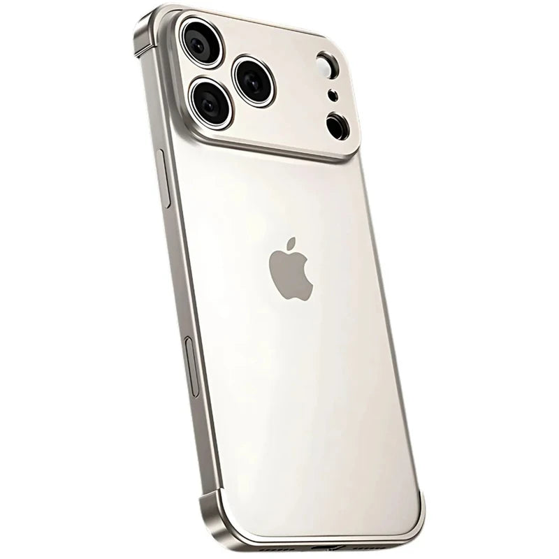 Metal Frameless Bumper with Lens Protection Case for IPhone 17 Air 16 15 14 13 12 Pro Max Plus 17Air 17Pro Corner Pads Cover