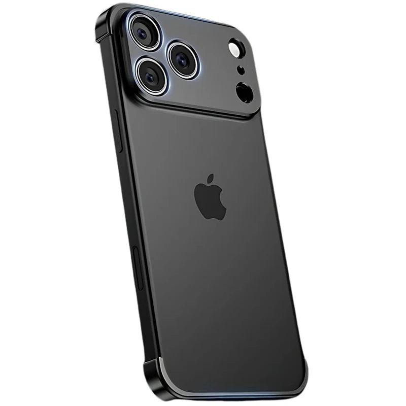 Metal Frameless Bumper with Lens Protection Case for IPhone 17 Air 16 15 14 13 12 Pro Max Plus 17Air 17Pro Corner Pads Cover