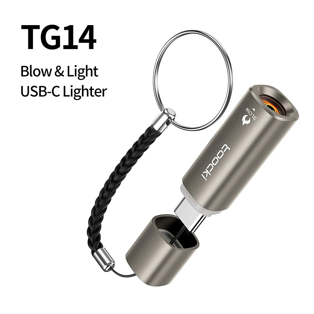 Toocki TG13/14 USB C Mini Lighter Press/Blow to Iight Portable Ignition Airline Approved Type C Flameless Lighter for Cell Phone