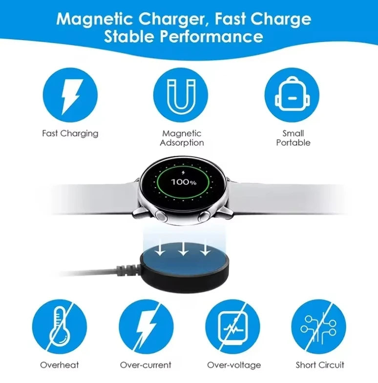 Portable Magnetic Watch Wireless Charger USB Cable Fast Charging Dock Station For Samsung Galaxy Watch 8 7 6 5pro 5 4 3 Active 2