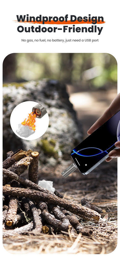 Toocki TG13/14 USB C Mini Lighter Press/Blow to Iight Portable Ignition Airline Approved Type C Flameless Lighter for Cell Phone