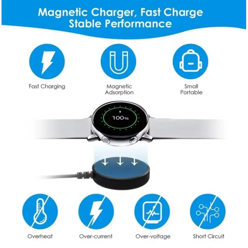 Portable Magnetic Watch Wireless Charger USB Cable Fast Charging Dock Station For Samsung Galaxy Watch 8 7 6 5pro 5 4 3 Active 2