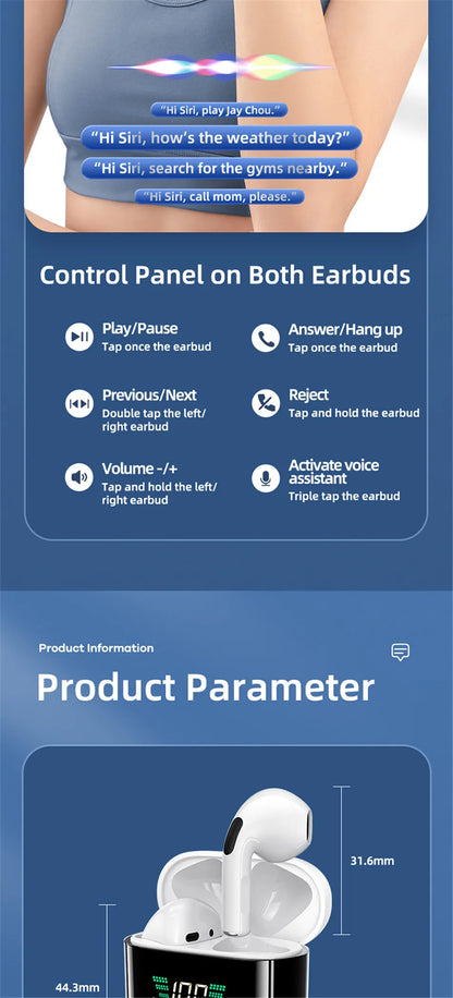 Remax TWS-10 Plus Dynamic Mini HIFI Bluetooth Headphones Display In Ear Stereo Fidelity Music Wireless Earphones Earbuds