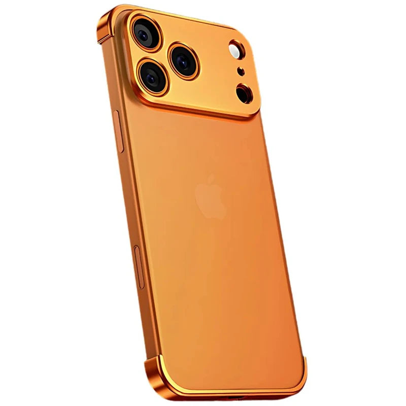 Metal Frameless Bumper with Lens Protection Case for IPhone 17 Air 16 15 14 13 12 Pro Max Plus 17Air 17Pro Corner Pads Cover