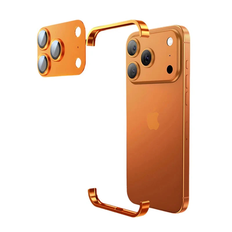 Metal Frameless Bumper with Lens Protection Case for IPhone 17 Air 16 15 14 13 12 Pro Max Plus 17Air 17Pro Corner Pads Cover