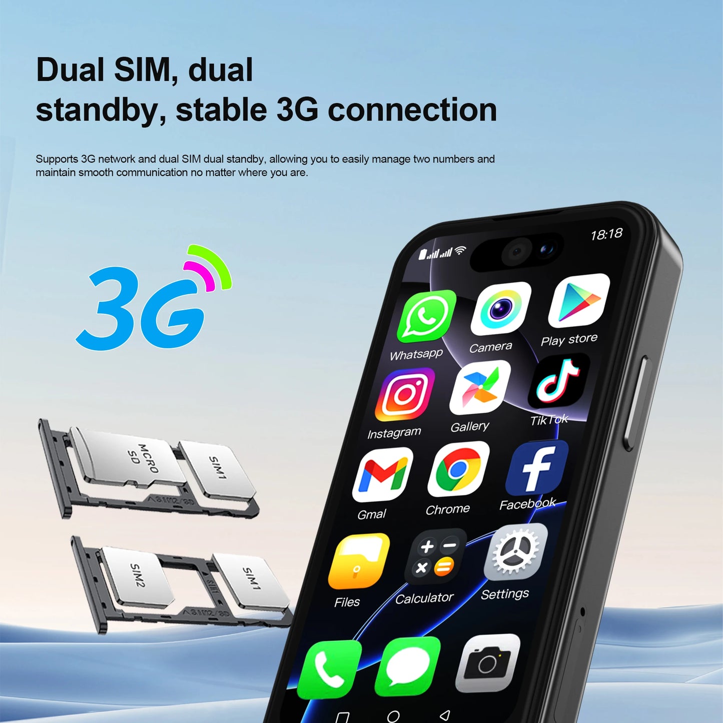 SERVO 17PRO MAX Android Mini Smartphone 3G WCDMA Dual SIM Standby 16GB ROM Play Store WiFi 3.75" Screen Cute Small Mobile Phones