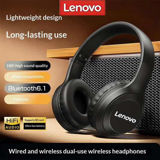 Lenovo New Bluetooth Wireless Headset with Mic: Stereo Earphone Designed for Sports, Gaming, and Seamless Phone Connectivity
