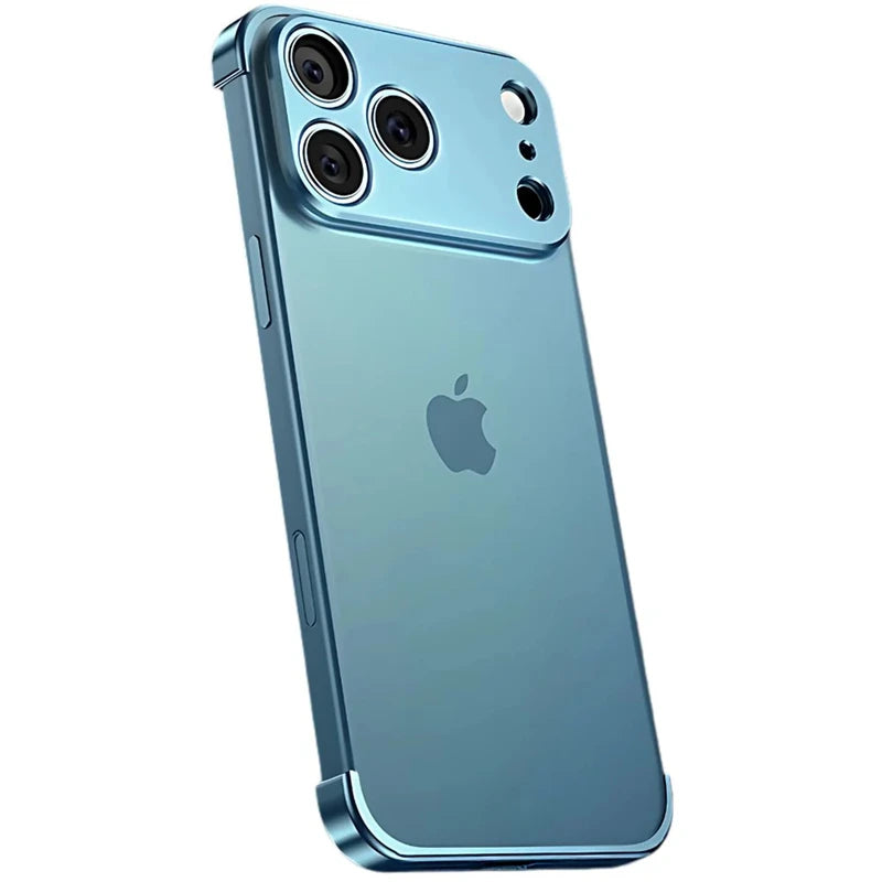 Metal Frameless Bumper with Lens Protection Case for IPhone 17 Air 16 15 14 13 12 Pro Max Plus 17Air 17Pro Corner Pads Cover