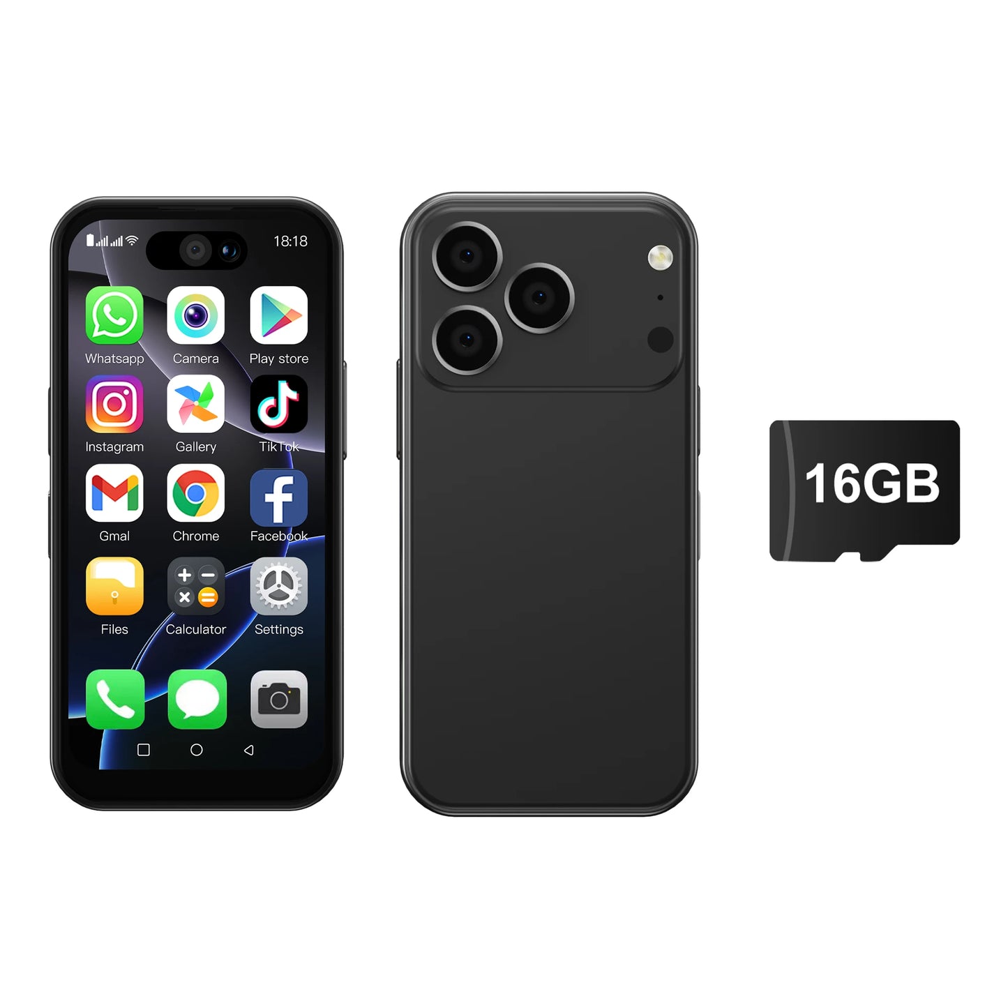 SERVO 17PRO MAX Android Mini Smartphone 3G WCDMA Dual SIM Standby 16GB ROM Play Store WiFi 3.75" Screen Cute Small Mobile Phones