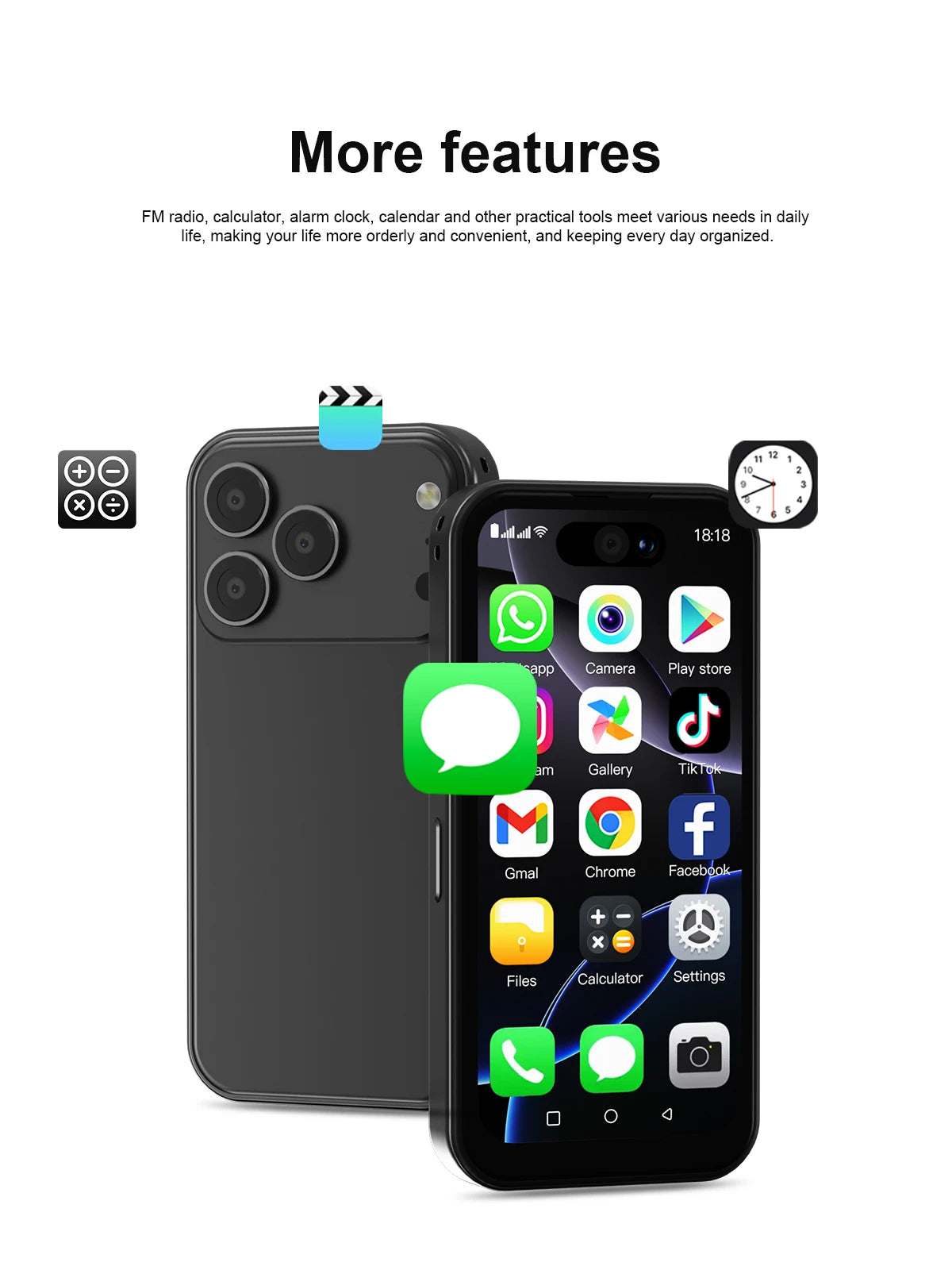 SERVO 17PRO MAX Android Mini Smartphone 3G WCDMA Dual SIM Standby 16GB ROM Play Store WiFi 3.75" Screen Cute Small Mobile Phones