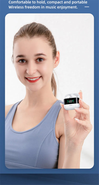 Remax TWS-10 Plus Dynamic Mini HIFI Bluetooth Headphones Display In Ear Stereo Fidelity Music Wireless Earphones Earbuds