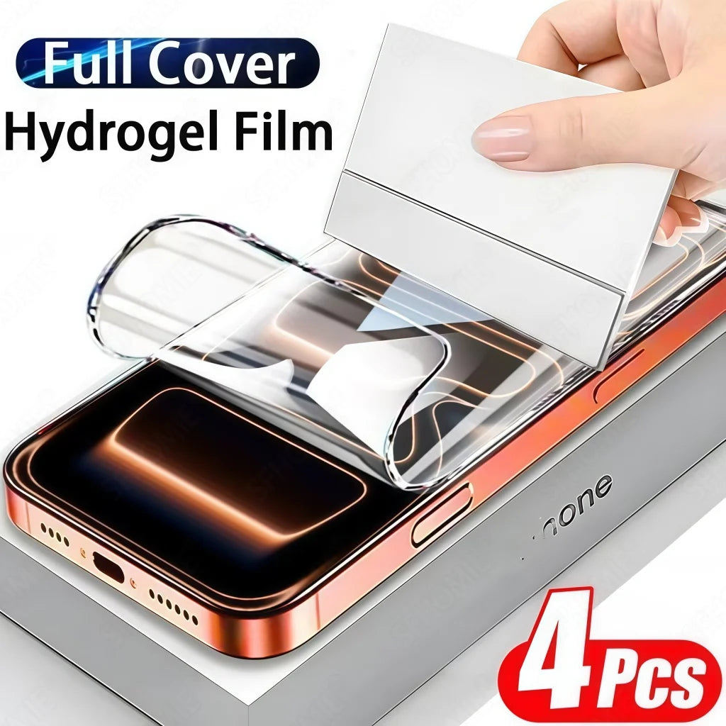 4pcs HD Full Cover Hydrogel Film For iPhone 11 12 13 14 15 16 17 Pro Max 14 15 16 Plus 17 Air Screen Protecton Protection