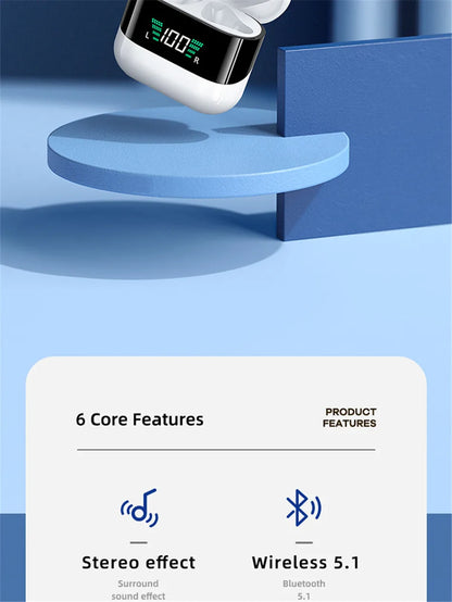 Remax TWS-10 Plus Dynamic Mini HIFI Bluetooth Headphones Display In Ear Stereo Fidelity Music Wireless Earphones Earbuds