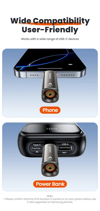 Toocki TG13/14 USB C Mini Lighter Press/Blow to Iight Portable Ignition Airline Approved Type C Flameless Lighter for Cell Phone