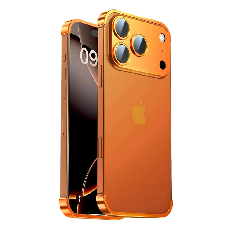 Metal Frameless Bumper with Lens Protection Case for IPhone 17 Air 16 15 14 13 12 Pro Max Plus 17Air 17Pro Corner Pads Cover