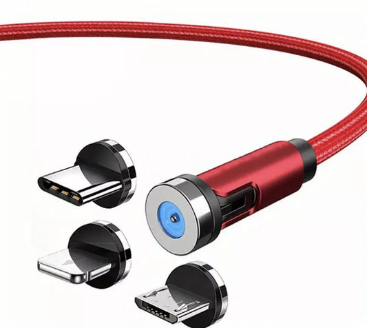 Magnetic 3 in 1 Fast Charging USB Cable Charger Lead Phone IOS USB-C Micro USB