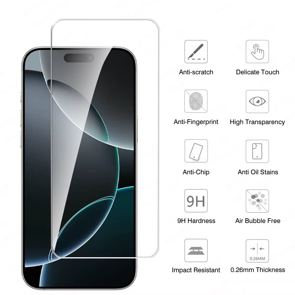 Screen Protector For iPhone 17 16 15 14 13 12 11 Pro Max XR XS X Tempered Glass