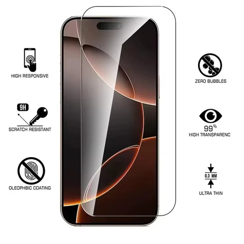 Screen Protector For iPhone 17 16 15 14 13 12 11 Pro Max XR XS X Tempered Glass
