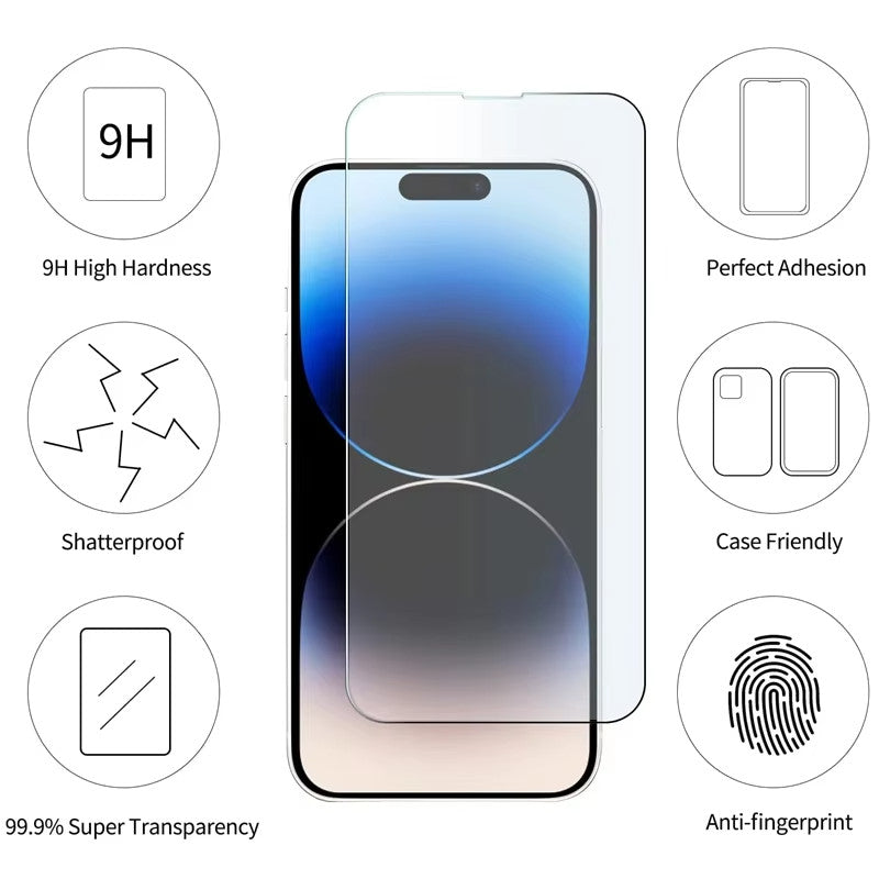 Screen Protector For iPhone 17 16 15 14 13 12 11 Pro Max XR XS X Tempered Glass