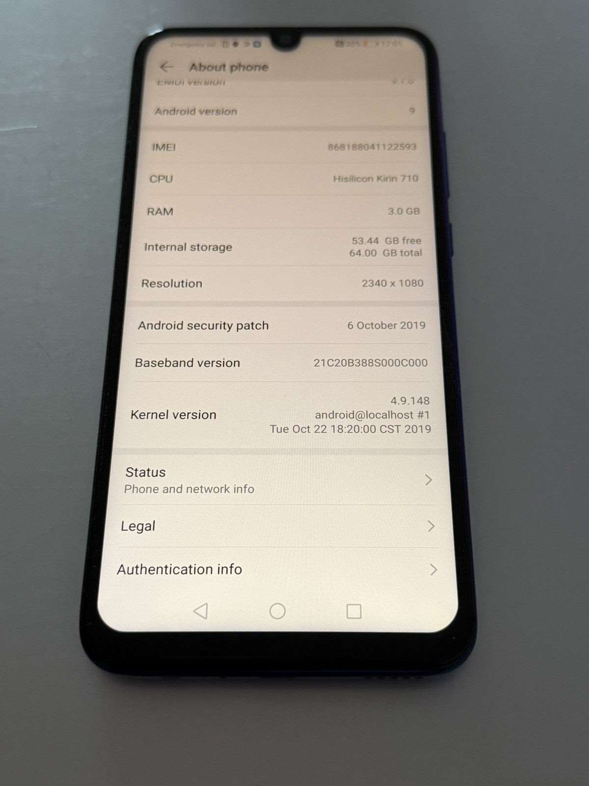 Huawei P smart (2019) POT-LX1RUA - 64 GB - Aurora Blue (Unlocked)
